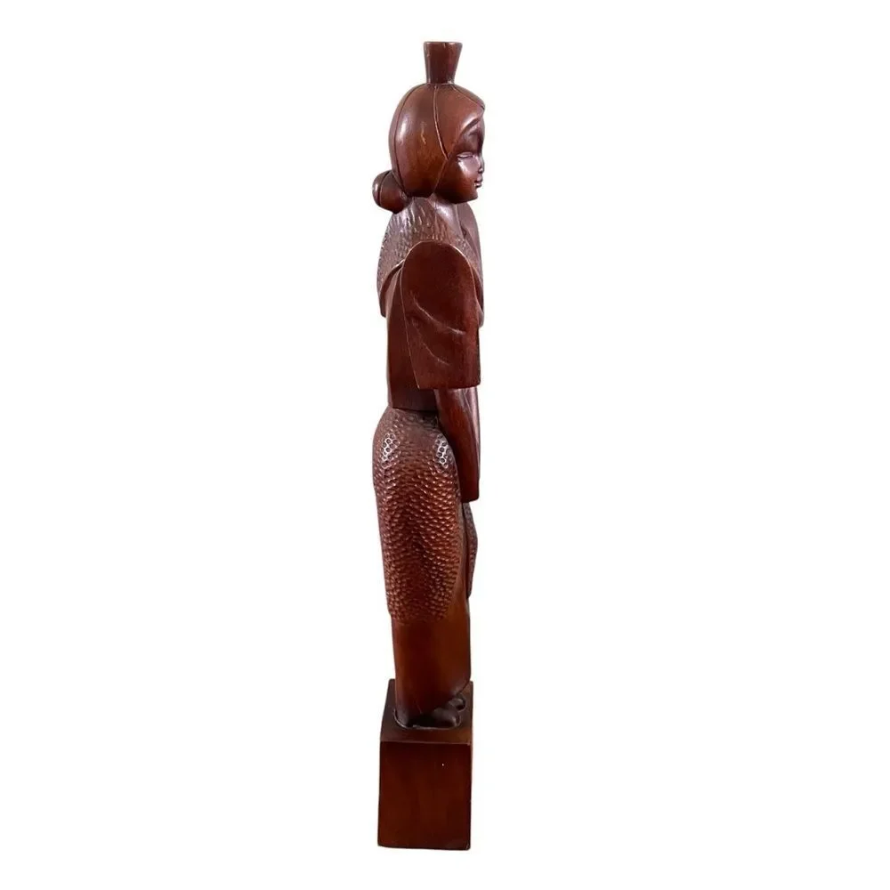 Vintage Hand Carved Wooden Indonesian Woman Goddess Statue